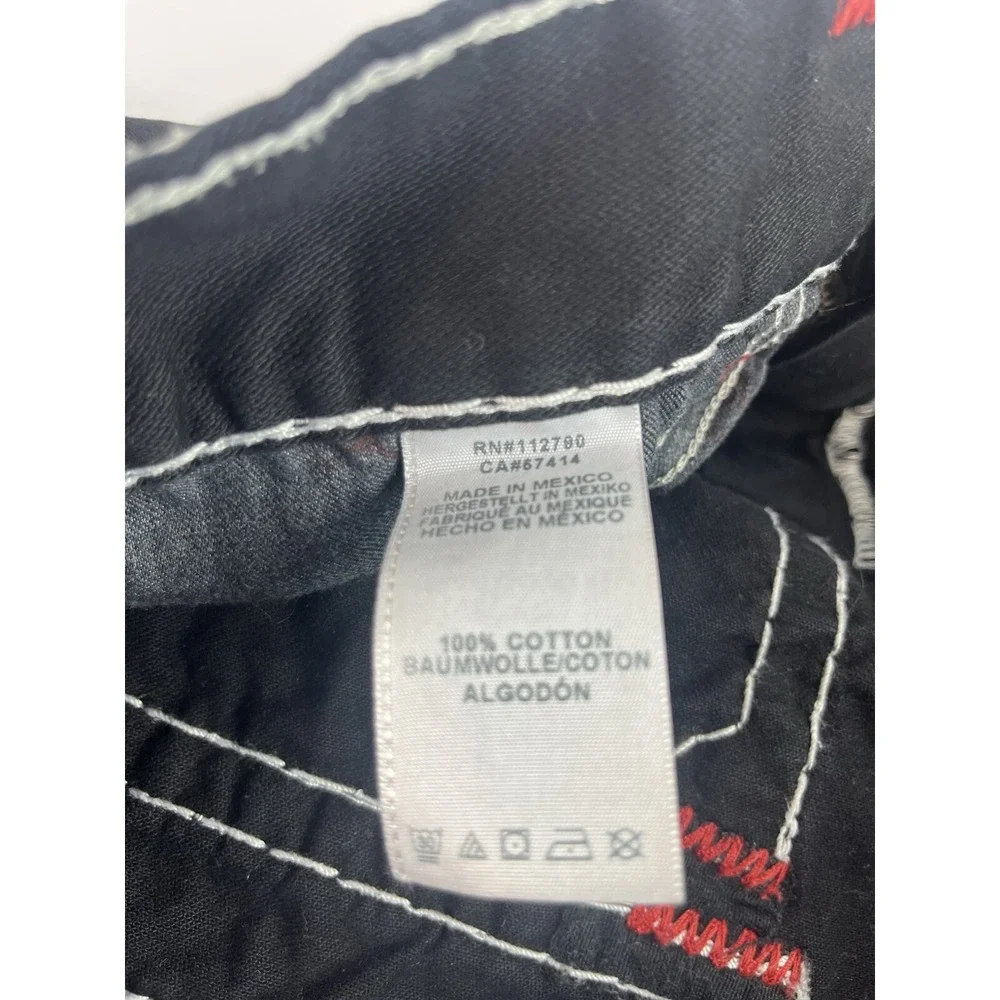 True Religion Dark Desire Jeans Men's Size 38 36x31 Black Red White Rope Stitch